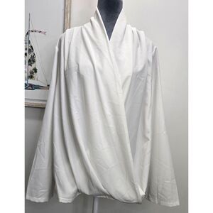 SHEIN Curve White Surplice Top OXL Draped Long Sleeve Blouse Plus Size